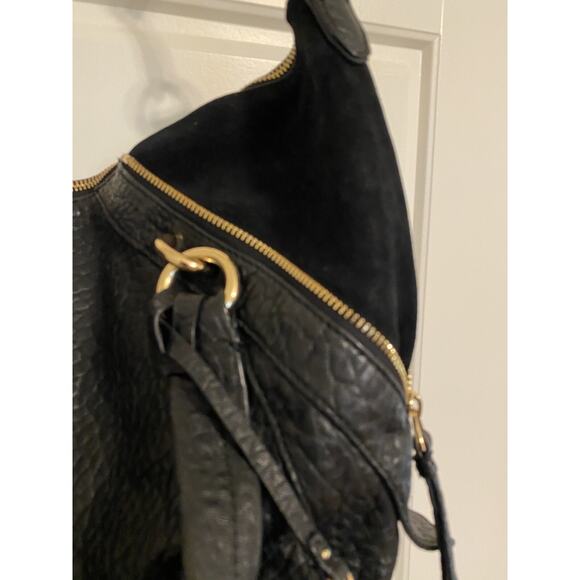 Vince Camuto Purse Bag Black Pebbled Leather Snap & Zip Multi Compartment - Picture 4 of 16